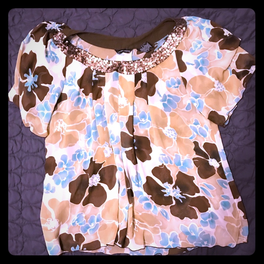 NY&Co Large Brown Printed Top